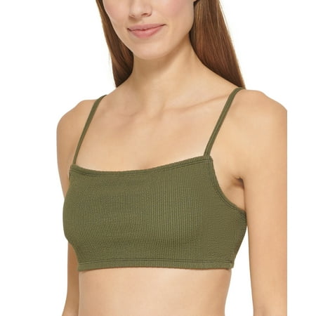 Dkny Women s Textured Bralette Bikini Top Swimsuit Green Size Small