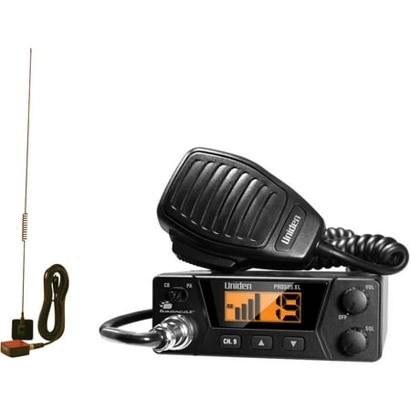 Marine Cb Antenna Kit Uniden PRO505XL 40-Channel Bearcat Compact CB Radio and Tram 1198 Glass Mount CB With Weather-Band Mobile Antenna ()