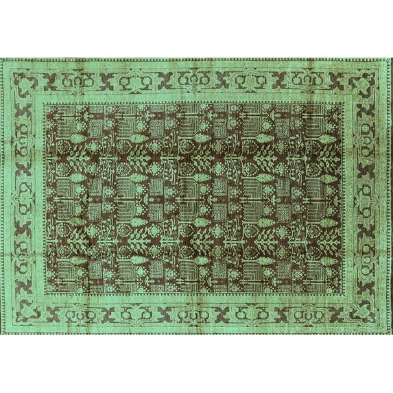 Ahgly Company Indoor Rectangle Oriental Turquoise Blue Traditional Area Rugs, 8' x 12'