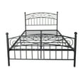 thumbnail image 5 of Queen Size Metal Bed Frame with Hollow Pattern Headboard and Footboard, Heavy Duty Mattress Foundation with Large Under-bed Space, Easy Set Up, No Box Spring Needed, Black, 5 of 5