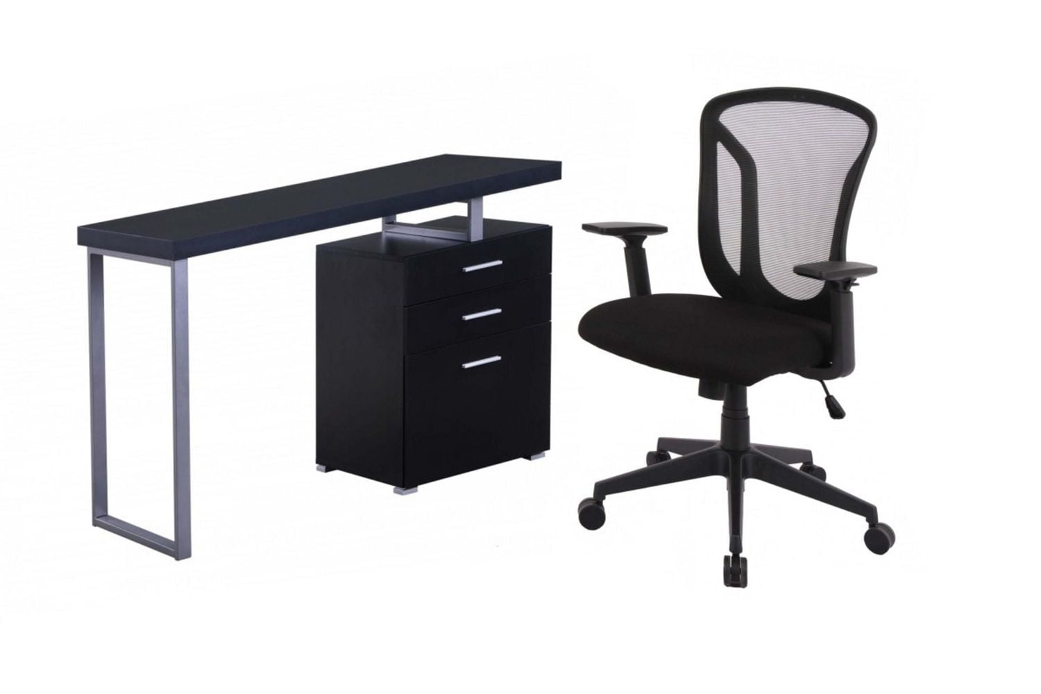 Amira Office Desk and Chair Set, Black