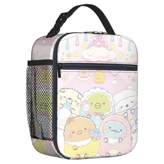 For Sumikko Gurashi Cartoon Theme Insulated Lunch Bag,Portable Reusable Lunch Tote Box,8.66x4.33x10.24 inch with Mesh Side Pocket for Unisex Picnic,Camping,Trips