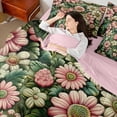 thumbnail image 4 of Homewish Chic Flowers 7 Pieces Bedding Comforter Set For Kids Teens Adults,Kawaii Floral Blossoms Full Bedding Set Lightweight,Spring Garden Fitted Sheet Flat Sheet,Ultra Soft Home Decor,Reversible, 4 of 8