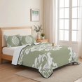 thumbnail image 5 of Twin Quilt Set 68''x86'', Baroque Sage Green Lightweight Summer Bedspread Coverlet Set with 2 Pillow Shams, Vintage Damask Classic Floral Breathable All Season Quilt Bedding for Dorm/Bedroom, 5 of 9
