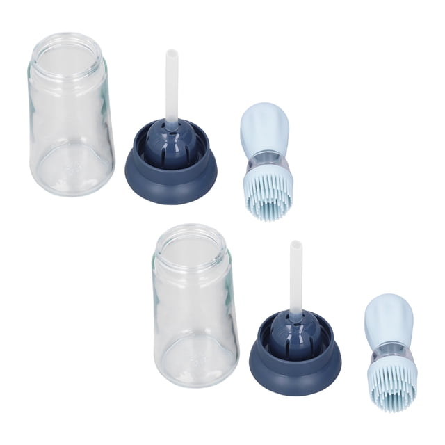 Dispensador De Aceite, 2 Piezas De Silicona Cepillo De Vidrio Contenedor De Aceite Dispensador De Aceite Con Cepillo Pincel Con Cepillo De Silicona Para La Cocción De La Parrilla
