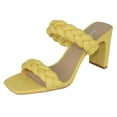 thumbnail image 1 of Soda Shoes Women Block High Heel Sandals Braided Band Square Toe FOUND-S Yellow 6, 1 of 3