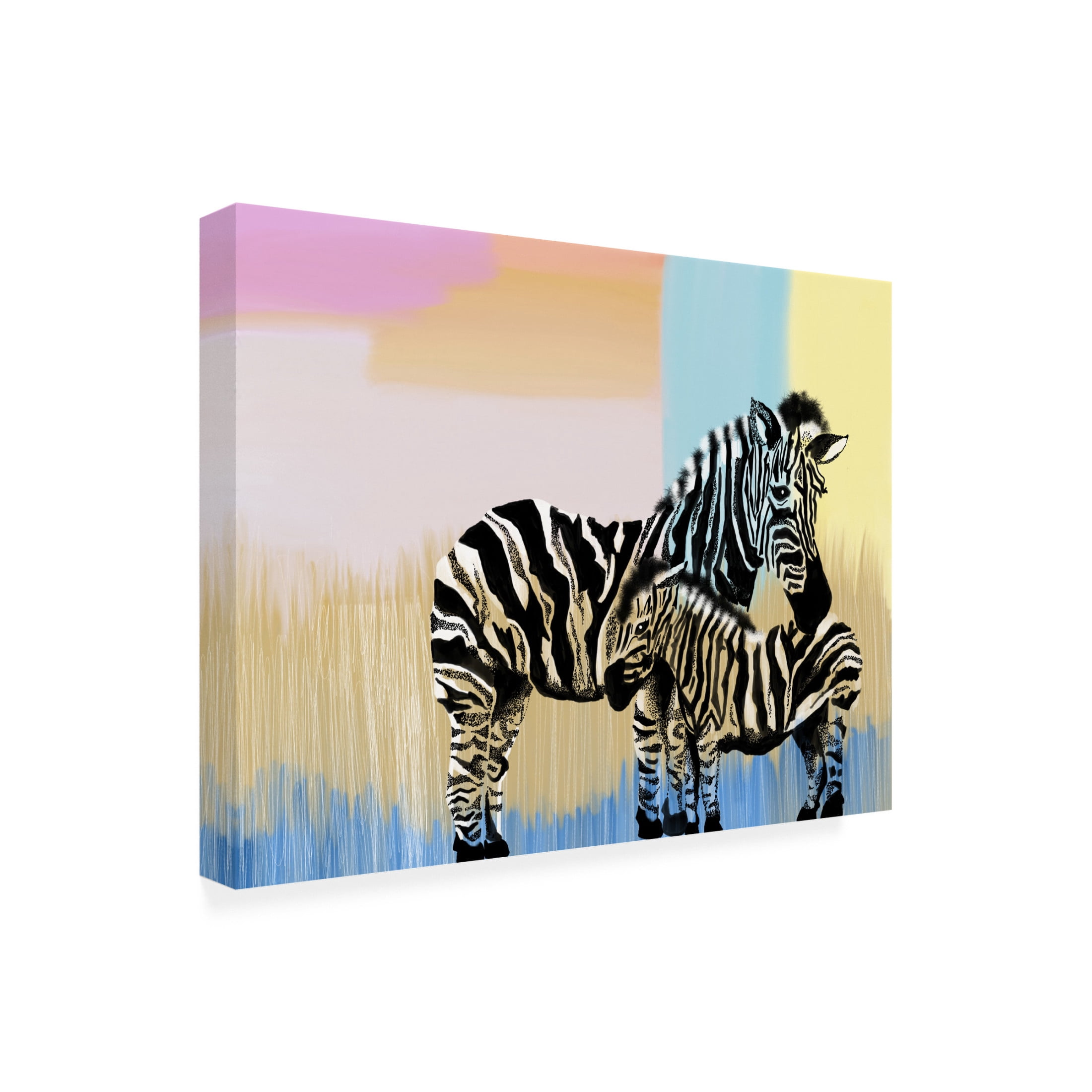Canvas Wall Art - Meleshnie Govender 'Mama Zebra And Baby' Wall Art for Living Room, Bedroom, or Office Décor by Trademark Fine Art - 24 x 18 Inches