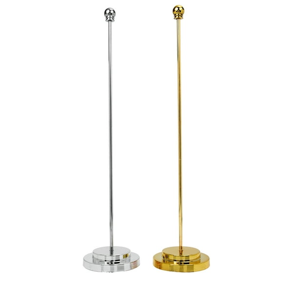 FONWILYO 2Pcs Golden Silver Desktop Style Flag Stand with Angle Adjustment 11.8x3x3in
