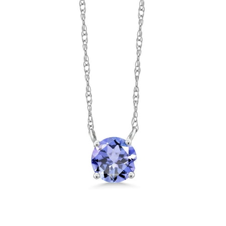 0.46 Ct Round Blue Tanzanite 18K White Gold Necklace