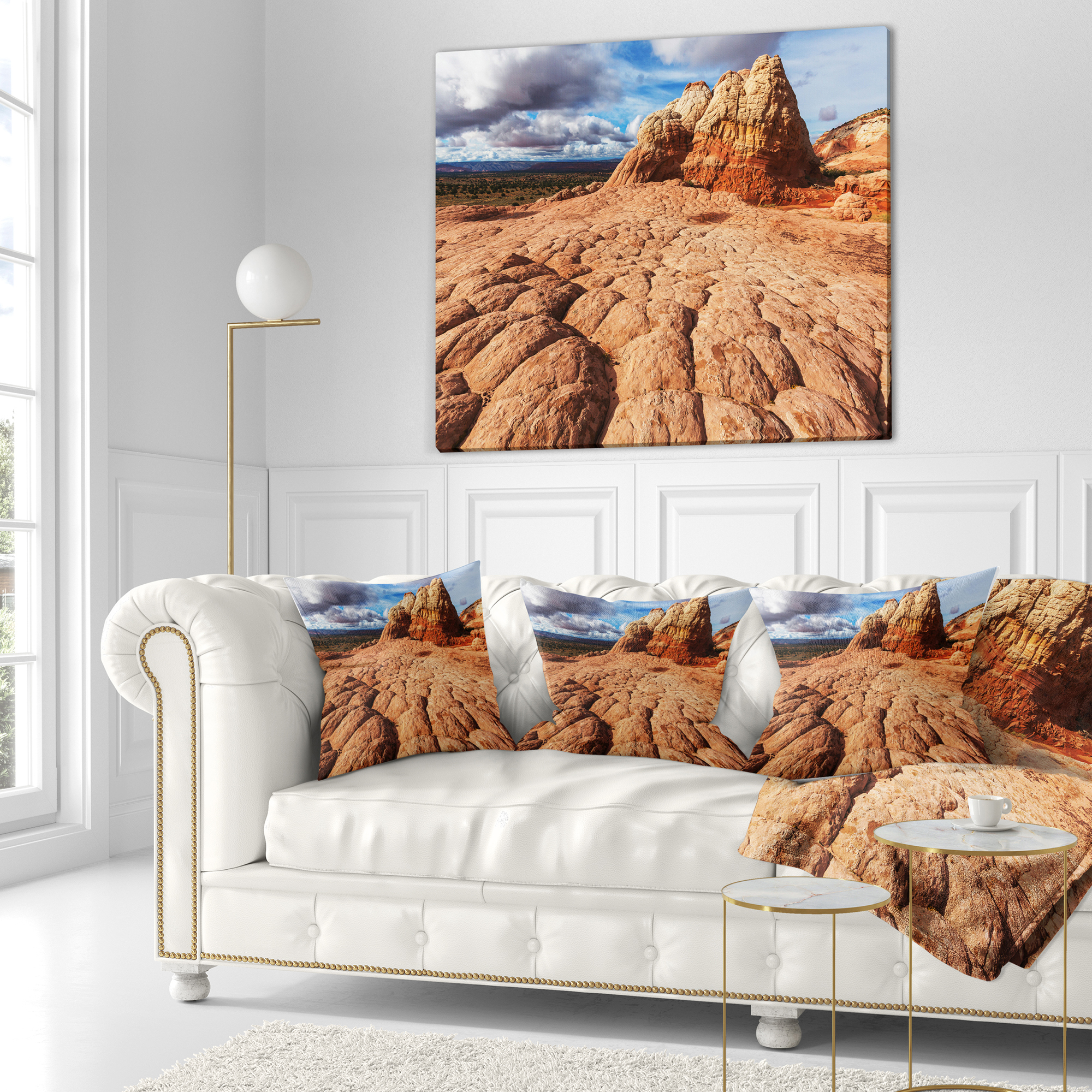 Designart Tough Rocks in Vermillion Cliffs - Landscape Printed Throw Pillow - 18x18