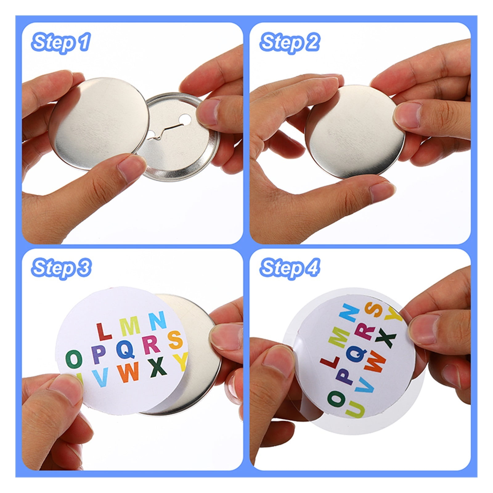 100/200pcs Blank Bad Pin Button Maker Parts Metal DIY Button Material Supplies Reflective Back For Button Maker Machine Round