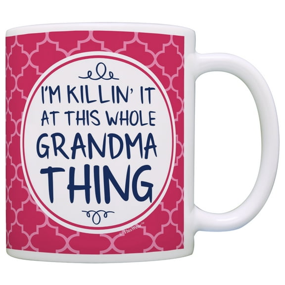 ThisWear Grandma Gifts Grandma I'm Killin It at This Whole Grandma Thing Grandma Coffee Mug Grandma Coffee Cup Grandma 11 ounce Coffee Mug Pink