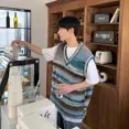 thumbnail image 4 of Suéter de moda coreana vintage para hombre, ropa popular, chaleco sin mangas, reseñas, chalecos de punto casuales de cachemira de alta calidad para hombres, 4 of 5