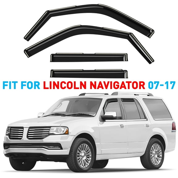 GrandWheel Co Smoke Tinted In-channel Side Window Vent Visor Deflectors Rain Guards Compatible with Lincoln Navigator 2007-2017 - 4 pcs. GW0923