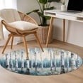 thumbnail image 4 of Spring Forest Round Area Rug 3.3 FT, Non Slip Small Entryway Kitchen Mat, Grey Tree Branch Impressionist Style Washable Soft Circular Rug Non-Shedding Door Mat for Bathroom Playroom Kids Room, 4 of 9