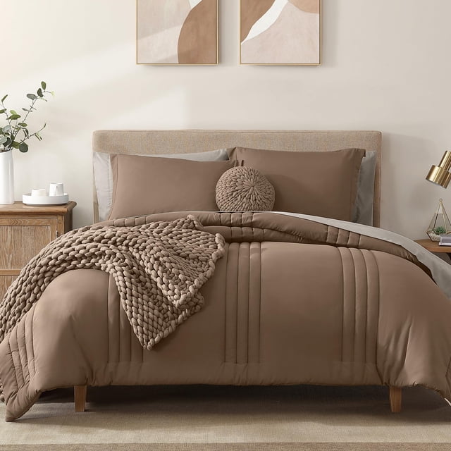 Juego de cama Monbix Queen de 7 piezas, alternativa al plumón, para todo el año