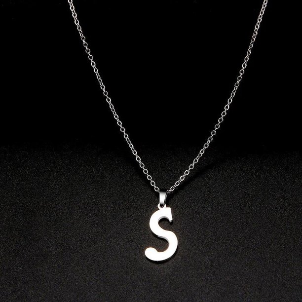 Collar de acero inoxidable 316L para mujer, colgante con 26 letras de la A la Z, inicial minimalista, alfabeto grande, regalo de joyería