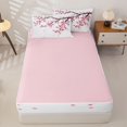 thumbnail image 4 of Erosebridal Cherry Blossom Zipper Twin Comforter Sets with Fitted Sheet and 2 Pillowcases,Japanese Minimalist Style Zipper Bedding Set For Boys,Pink Reversible,4pcs, 4 of 7