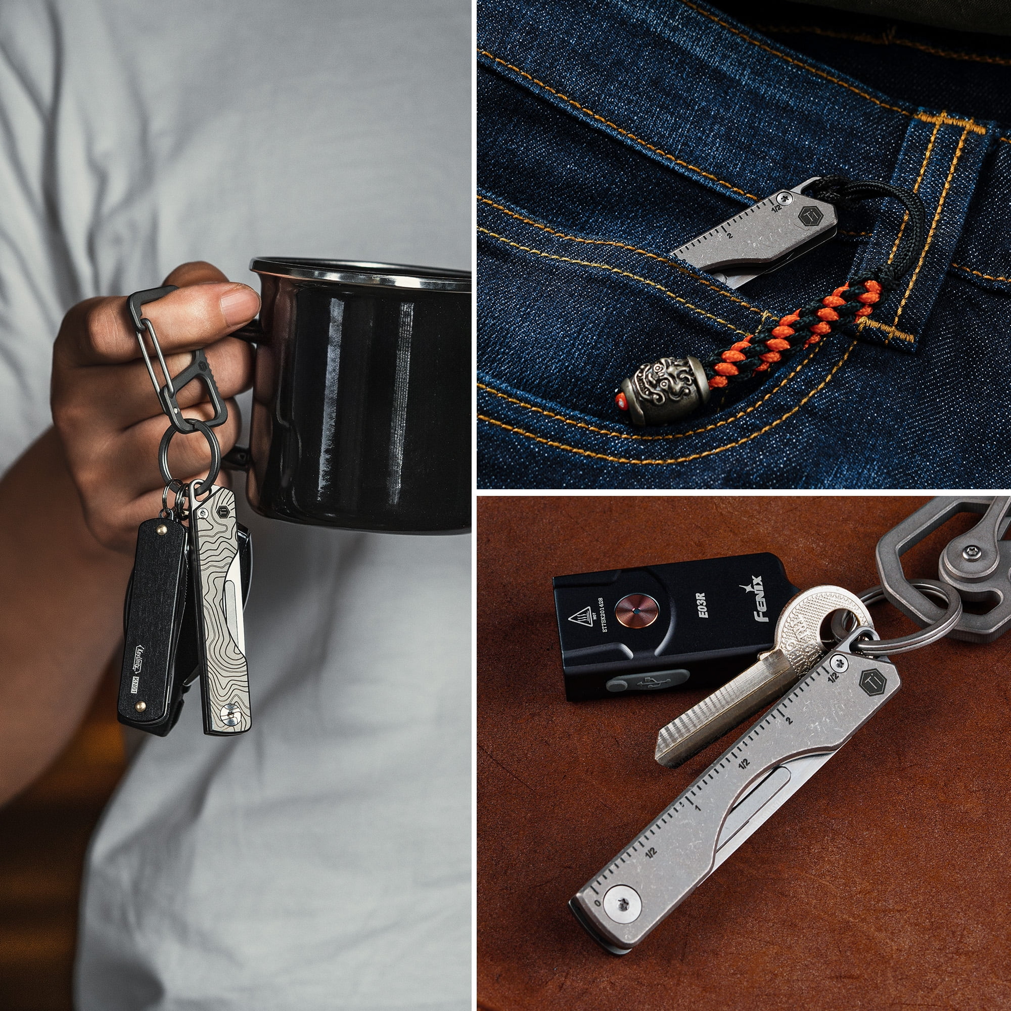 Key Unity KK01 Titanium Folding Knife, Utility EDC Pocket Knife with #24 Replaceable Blade, for Outdoor Hunting, Camping, Fishing, Hiking for Men & Women (Ruler)
