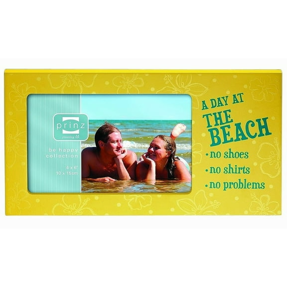Yellow JUST BEACHY wood frame by Prinz - 4x6