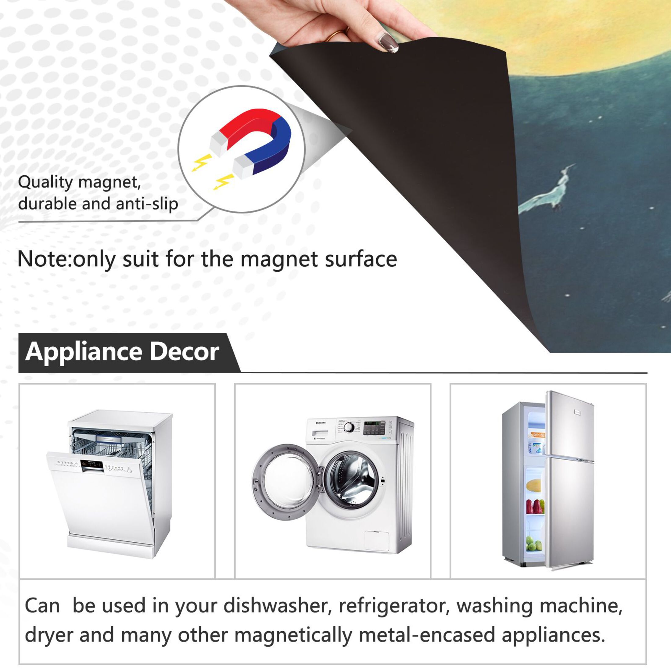 Dishwasher Magnetic Sticker 23x26 Inch Refrigerator Magnetic Sticker Washing Machine Magnetic Sticker Kitchen Panel Magnetic Sticker Home Decor Cartoon Moon Beauty