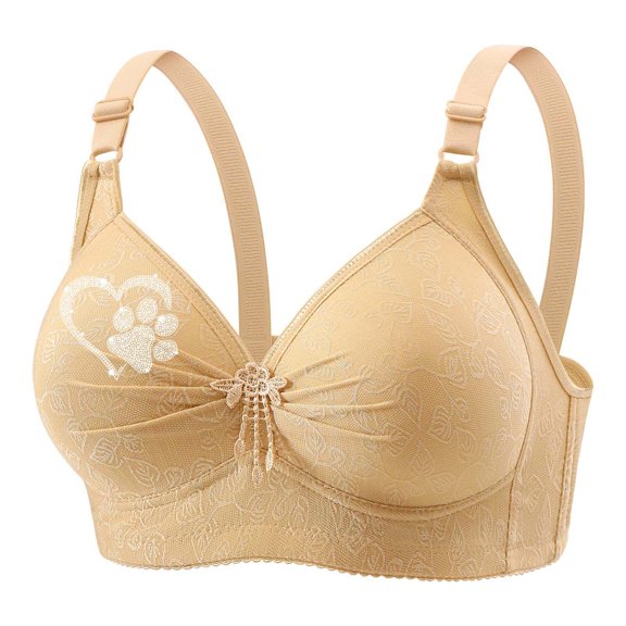 Hrsba Supportive Bras for Women D E F G Cup Wireless Push Up Breathable Daily Full Figure Bra