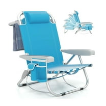 YYAo Folding Chair, Outdoor Lawn Chair,1 Piece Foldable Backpack Beach Chair with Cup Holder and Storage Pockets for Outdoor-Blue