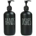 thumbnail image 1 of MOMEEMO Juego de dispensador de jabón, paquete de 2, contiene jabón para platos y dispensador de jabón de manos con bombas de plástico negro, perfecto para decoración de cocina, 16 onzas (negro), 1 of 5