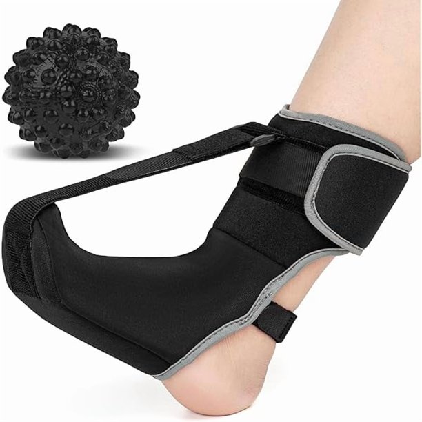 wonima11 Plantar Fasciitis Night Splint Sock with Massage Ball for Plantar Fasciitis Relief, Soft & Comfortable Foot Brace for Achilles Tendonitis Heal Spur Foot-drop Flat-arch for Women, Black-Medium