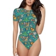 thumbnail image 1 of Balery Jungle Animals Body de cuello redondo de manga corta para mujer Tops de manga corta Tops básicos-X-Large, 1 of 7