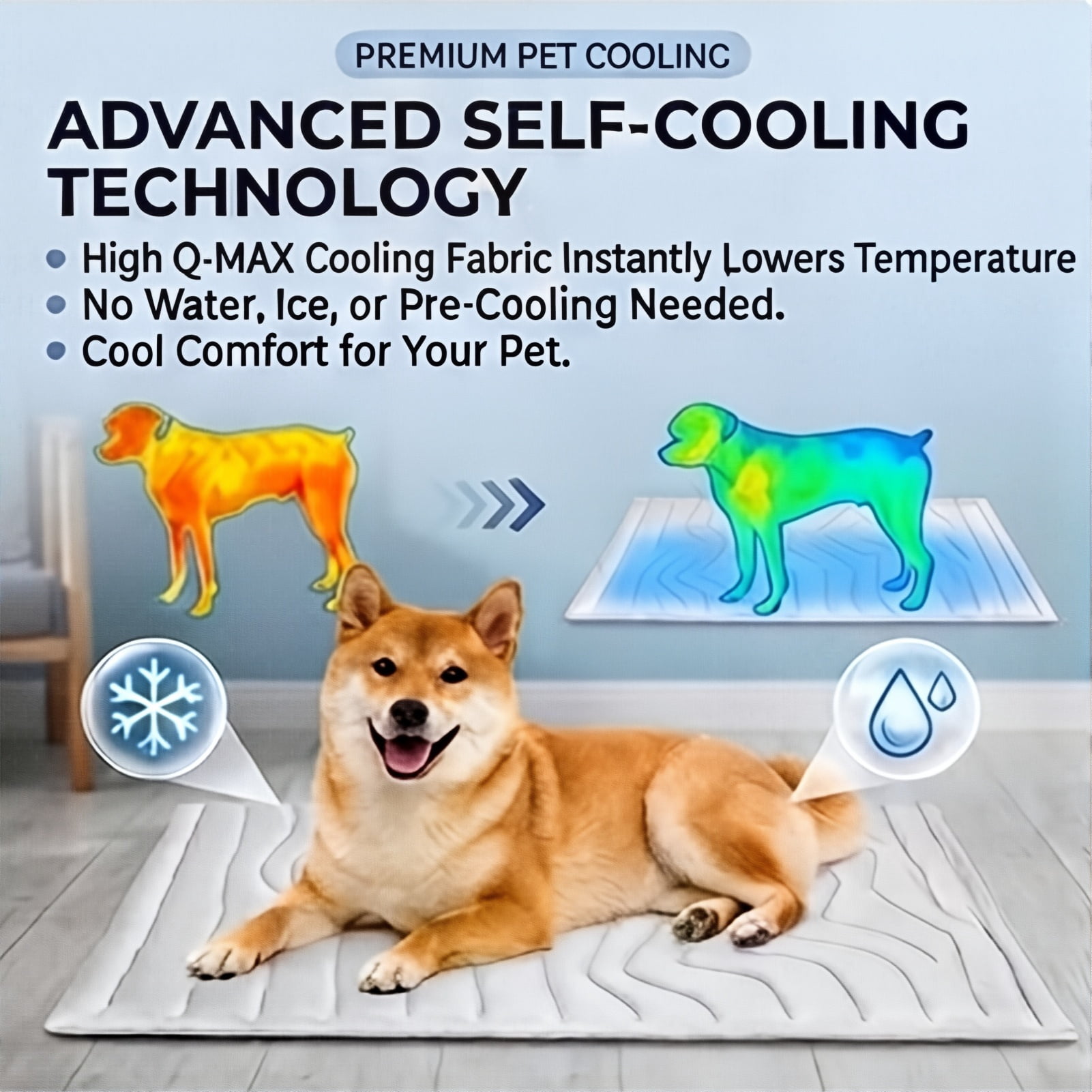 Kobolaf Dog Cooling Mat, Kobolaf Cooling Mat, Contact-Cooling Design—soft and Durable, Multi-layered Structure and Easy to Maintain, Machine-Washable and Portable, Suitable for Dogs