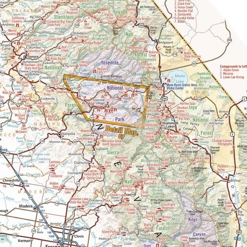 Benchmark Maps: California Recreation Wall Map - 26 x 34 inches