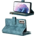 thumbnail image 3 of Samsung Galaxy S21 5G Wallet Case,[9 Card Slots] Removable Adjustable Crossbody Necklace Lanyard Shoulder Strap Zipper Magnetic Leather Case for Samsung Galaxy S21 5G,6.2 inch Blue, 3 of 14
