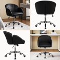 thumbnail image 4 of OWNEN Cute Petal Desk Chair Home Office Chair Swivel Leather Desk Chair Makeup Vanity Chair with Armrests for Bedroom Modern Computer Rolling Chair for Women Black,Faux Leather, 4 of 9