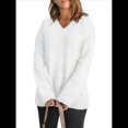 thumbnail image 3 of Suéter Holgado de Mujer, Cuello en V, Larga, Blusa Informal para Otoño e Invierno. S, 3 of 9
