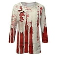 thumbnail image 4 of USOCUTE Bloody Shirt for Women Halloween Shirts 3/4 Sleeve Splatter Im Fine Shirts Funny Spooky 2024 Fashion Halloween Tops White M, 4 of 5