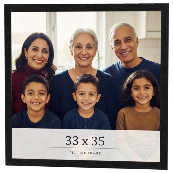 33x35 Frame Black Charcoal Grey Wood Textured Picture Frame | 0.75 Inch Moulding Width | Gunmetal