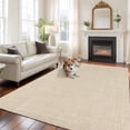 thumbnail image 3 of Vintage Cream Large Area Rugs for Bedroom Living Room, Soft Non Slip Carpet Bedside Rug, Farmhouse Retro Beige Solid Color Rectangular Floor Cover Kitchen Accent Rug 5'x8' for Dining Room/Office, 3 of 9