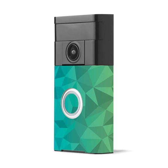 MightySkins RIVD-Blue Green Polygon Skin Decal Wrap for Ring Video Doorbell Sticker - Blue Green Polygon