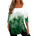 thumbnail image 2 of Aloohaidyvio Tops and Blouses ,Women Solid T-Shirt Mid-Length 3/4 Sleeves Blouse Round Neck Casual Tops, 2 of 4
