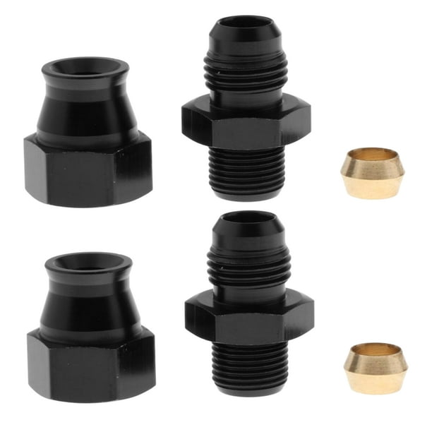 2x 6AN AN-6 Male to 5/16 8mm Fuel Hose Line Tube Straight Fitting Adapter  with Brass Insert, Anodized Black