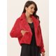 thumbnail image 2 of Chaqueta corta Allegra K Solapa de muesca Piel sintética Esponjosa Rojo S, 2 of 6