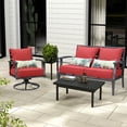 thumbnail image 2 of Aoodor 22" x 24" Patio Chair Cushions Set, Memory Foam Outdoor Deep Seat Cushions (1 Seat, 1 Back, 1 Lumbar Pillow) - Red, 2 of 8