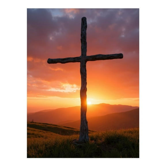 Diamond Art Kit for Adults, Wooden Cross Sunset Landscape Diamond Painting for Adults Beginners, 5D DIY Diamond Art Painting Kits, Colorful Diamond Painting Craft for Home Decor 12x16