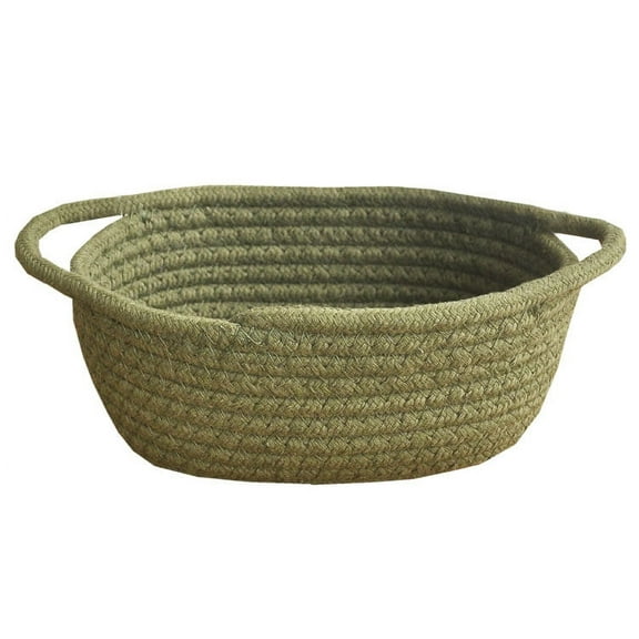 NAMZI Small Woven Basket,Cute Rope Room Shelf Storage Basket, Cat Dog Toys Basket Chest Box, Empty Decorative Gift Basket with -Dark Green