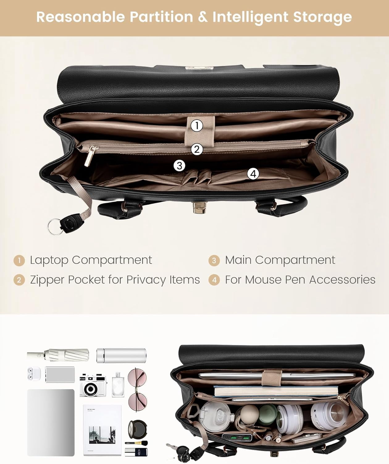 LOVEVOOK Laptop Bag for Women Work Tote 15.6 Inch Briefcase Messenger Bag Waterproof for Business Office Dating