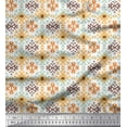 thumbnail image 1 of Soimoi Japan Crepe Satin Fabric Ikat Kilim Decor Fabric Printed Yard 42 Inch Wide, 1 of 1
