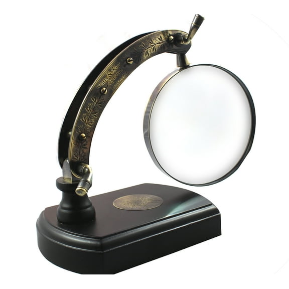 Antique Desk Magnifying Glass Vintage Map Reader Lens Brass Folding 9 x 6 Inches Brass