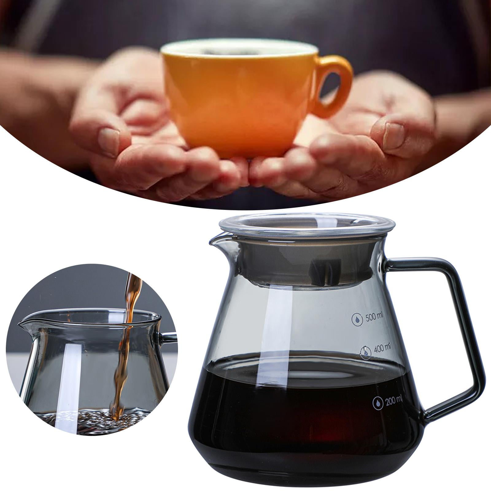 500ml Glass Coffee Carafe,URMAGIC Clear Coffee Server with Handle and  Lid,Coffee Kettle,Heat Resistant Glass Coffee Pot with No-Drip Spout,Glass