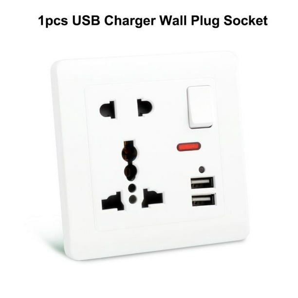 Double Wall Plug Socket 2 With 2 Usb Ports Electrical Plate Walmart.com